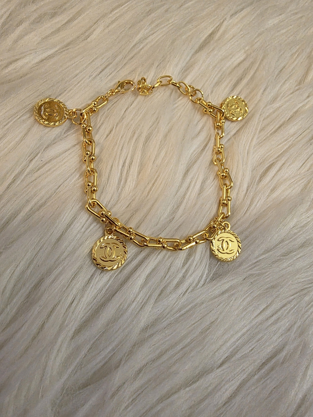 Gold-Tone Coin Charm Bracelet - Designer Style